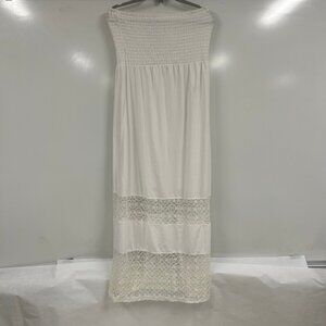 NWT Pure Energy White Smocked Strapless Maxi Dress XL Boho Lace Cottagecore